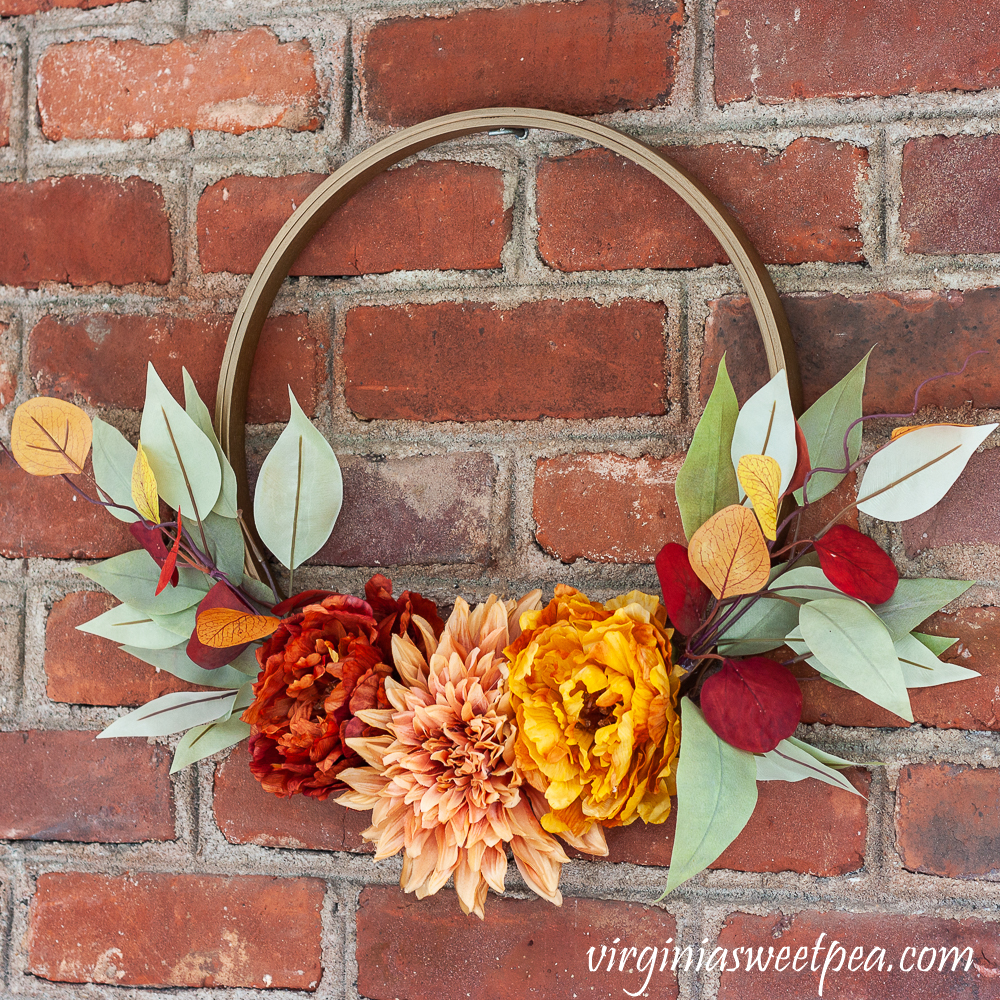 Hoop wreath with fall flowers