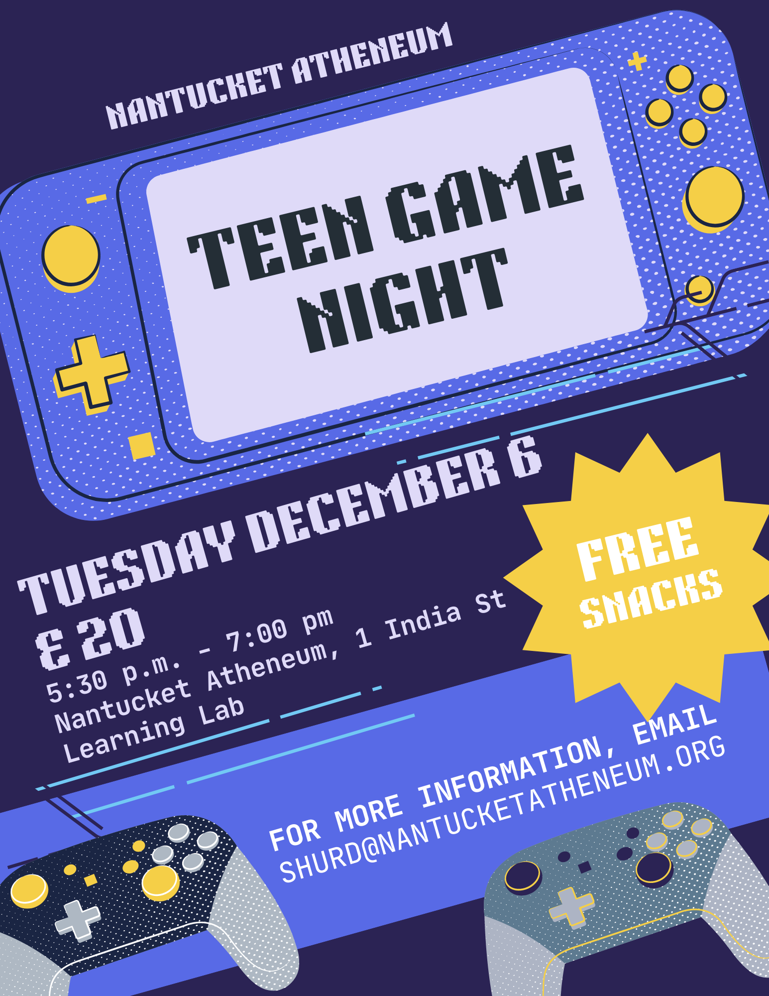 Teen game night flyer