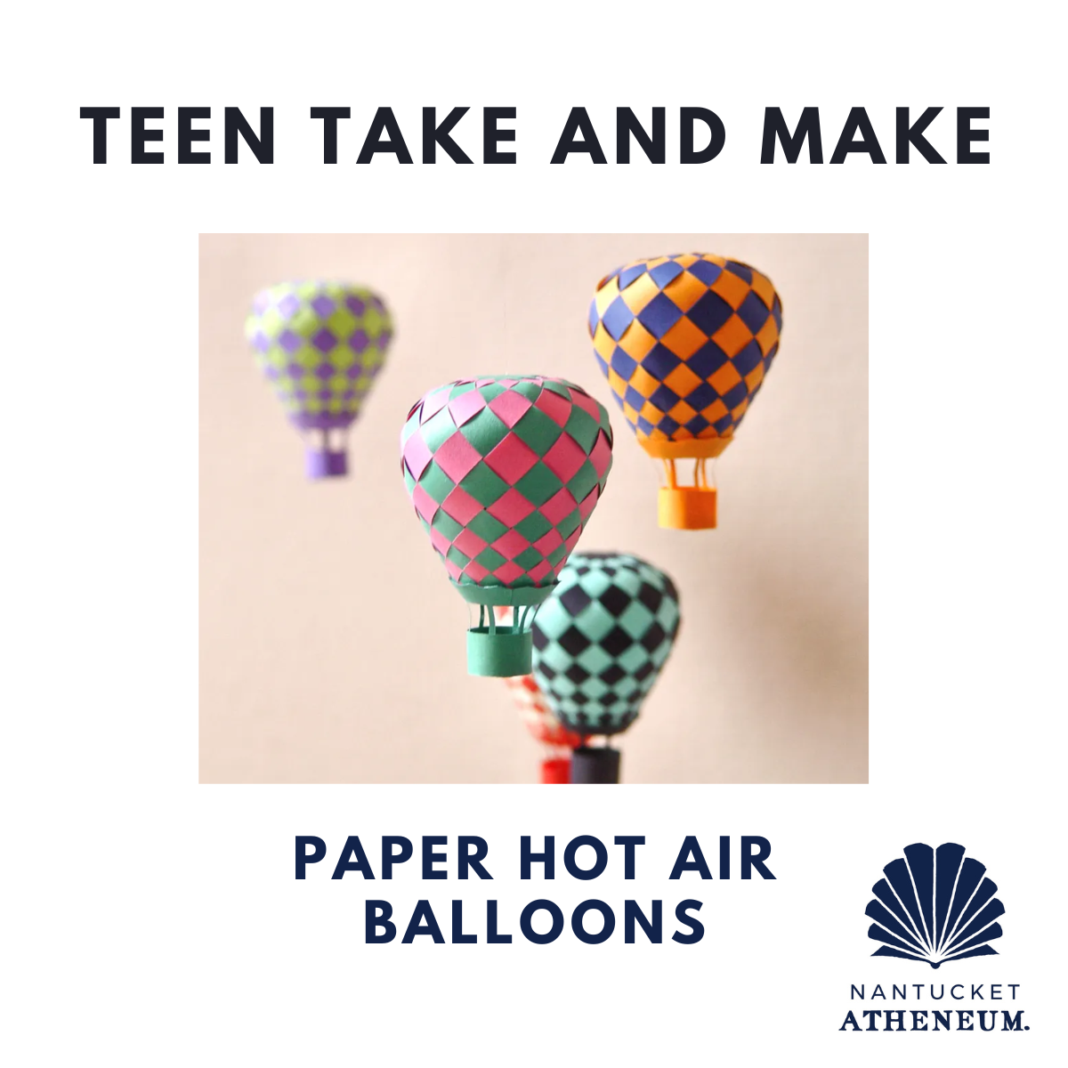 Paper hot air balloons in a variety of colors