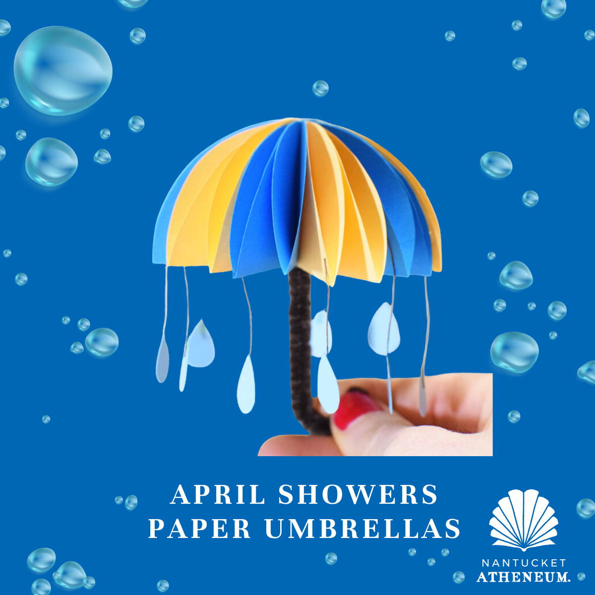 paper umbrella craft with rain in background