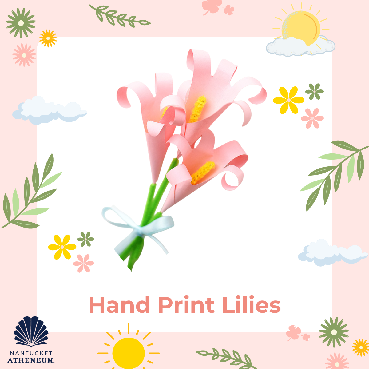 pink paper lilies on background on spring botanicals