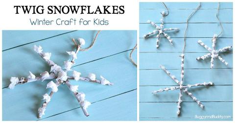 twig and white tissue paper snowflake ornament