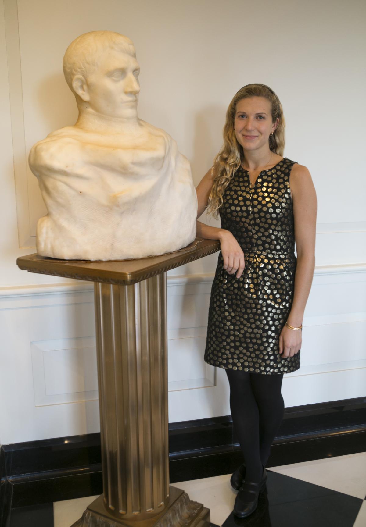 Mallory with the Rodin Sculpture