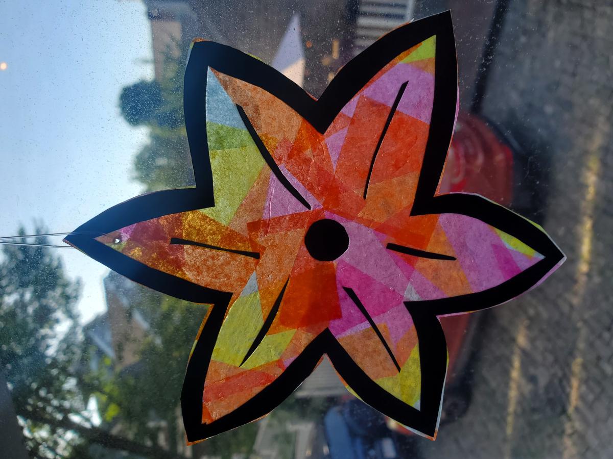 Flower Suncatcher, made from tissue paper