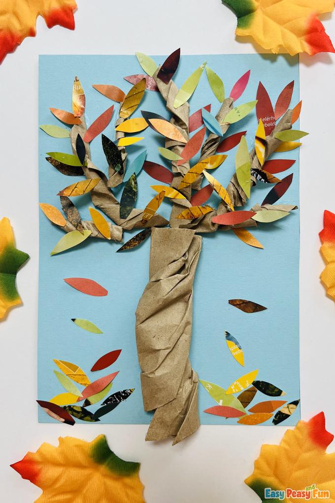 Recycled paper tree art project